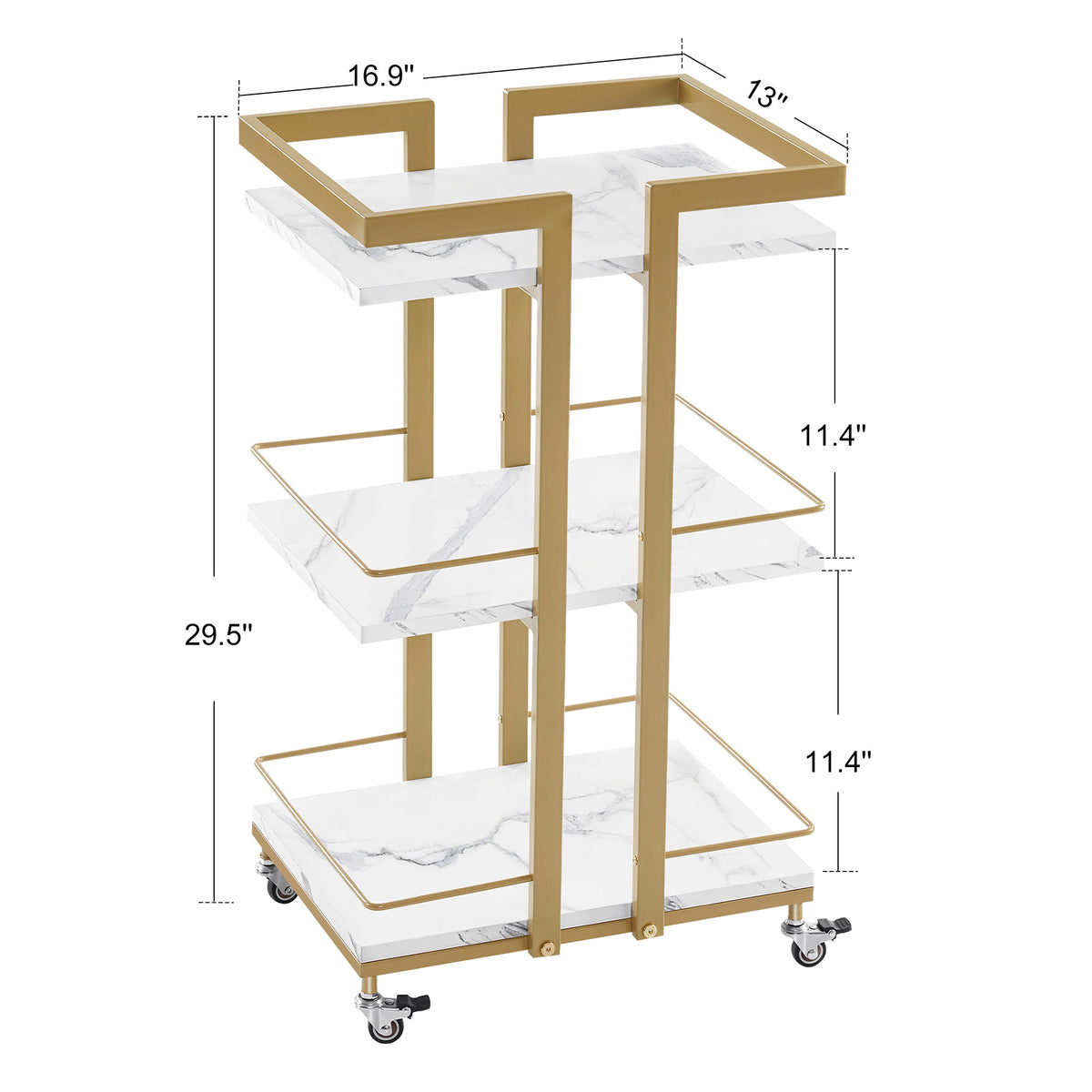 BarberPub Utility Manicure Trolley Multi-purpose Metal Rack Heavy-Duty Cart 2033