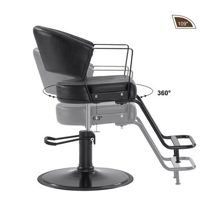 BarberPub Hydraulic Salon Chair, All Black 360° Swivel Hair Styling Chair 8517