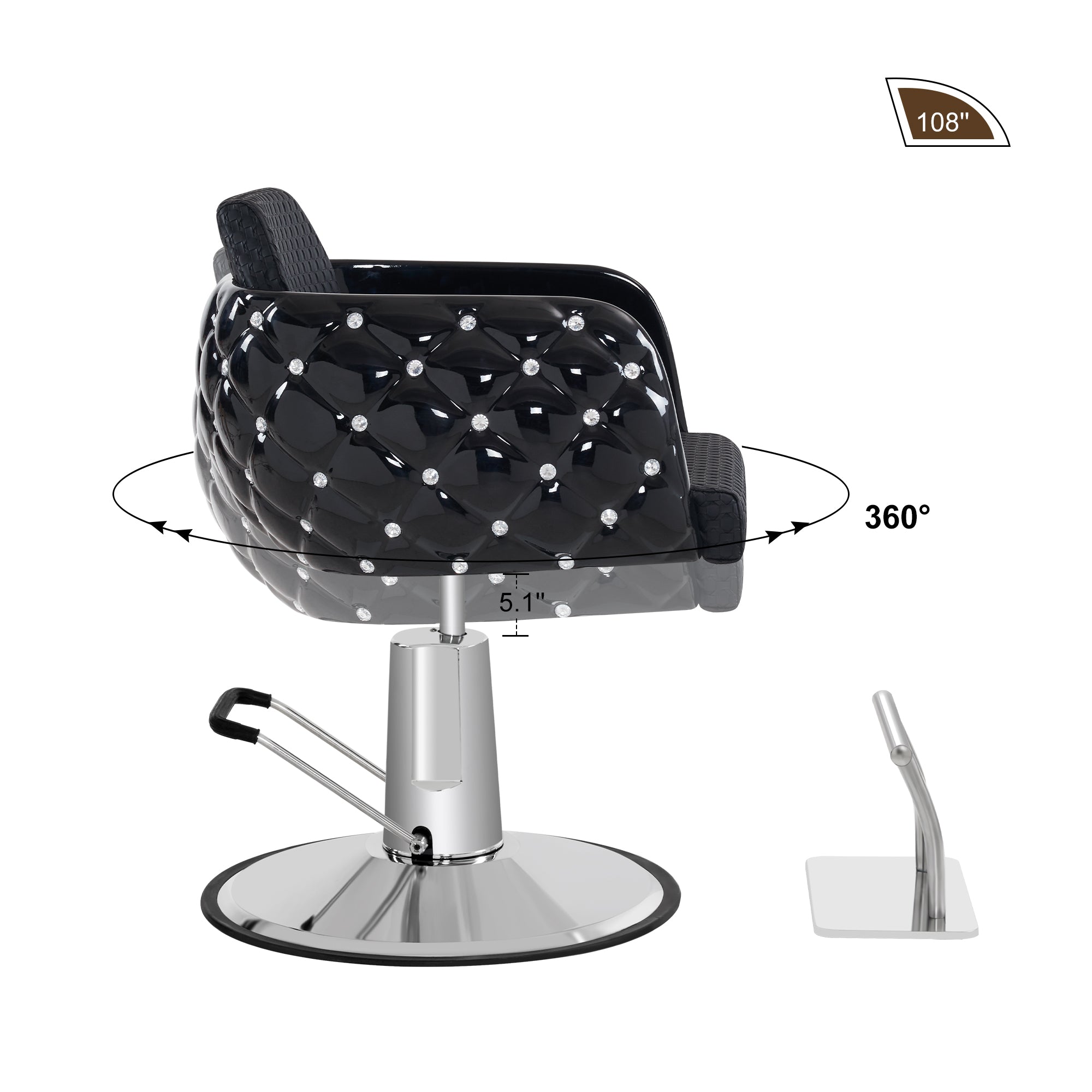 BarberPub Salon Chair for Hair Stylist, Styling Chair for Home Salon Barbershop 8609