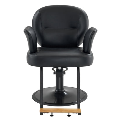 BarberPub Black Salon Chair, Breathable PVC Leather Beauty Chair for Hair Stylist 3082