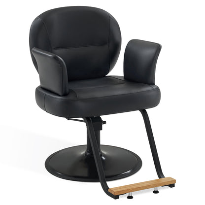 BarberPub Black Salon Chair, Breathable PVC Leather Beauty Chair for Hair Stylist 3082