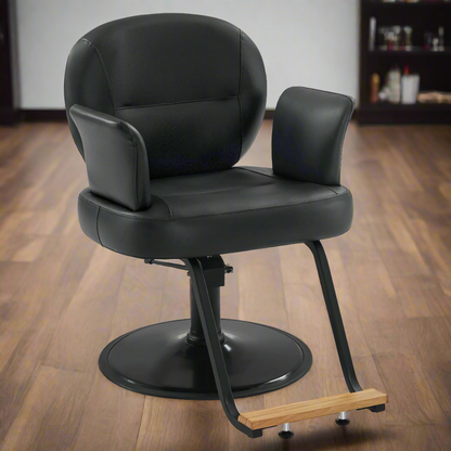 BarberPub Black Salon Chair, Breathable PVC Leather Beauty Chair for Hair Stylist 3082