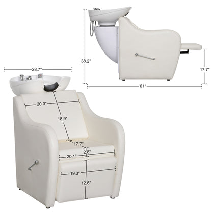 BarberPub Shampoo Station Chair for Salon, Backwash Ceramic Shampoo Bowl 9089