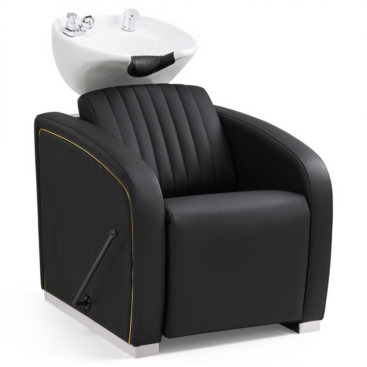 BarberPub Shampoo Bowl and Chair Set, Mold-resistant PVC Leather, 9718