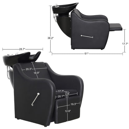 BarberPub Shampoo Station Chair for Salon, Backwash Ceramic Shampoo Bowl 9089