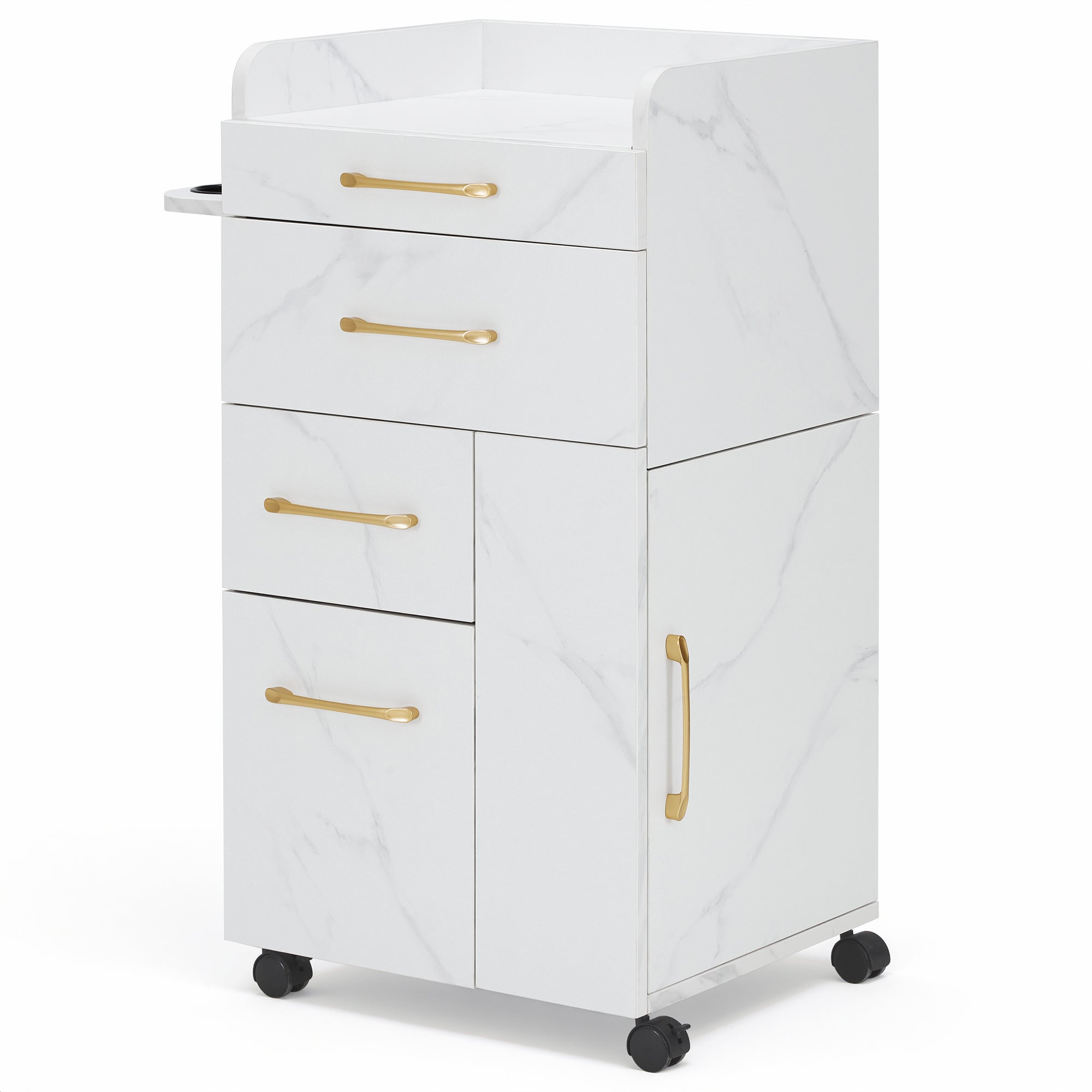 BarberPub Salon Trolley with Cabinets and tool holders, Barber Storage Utility Cart 2053