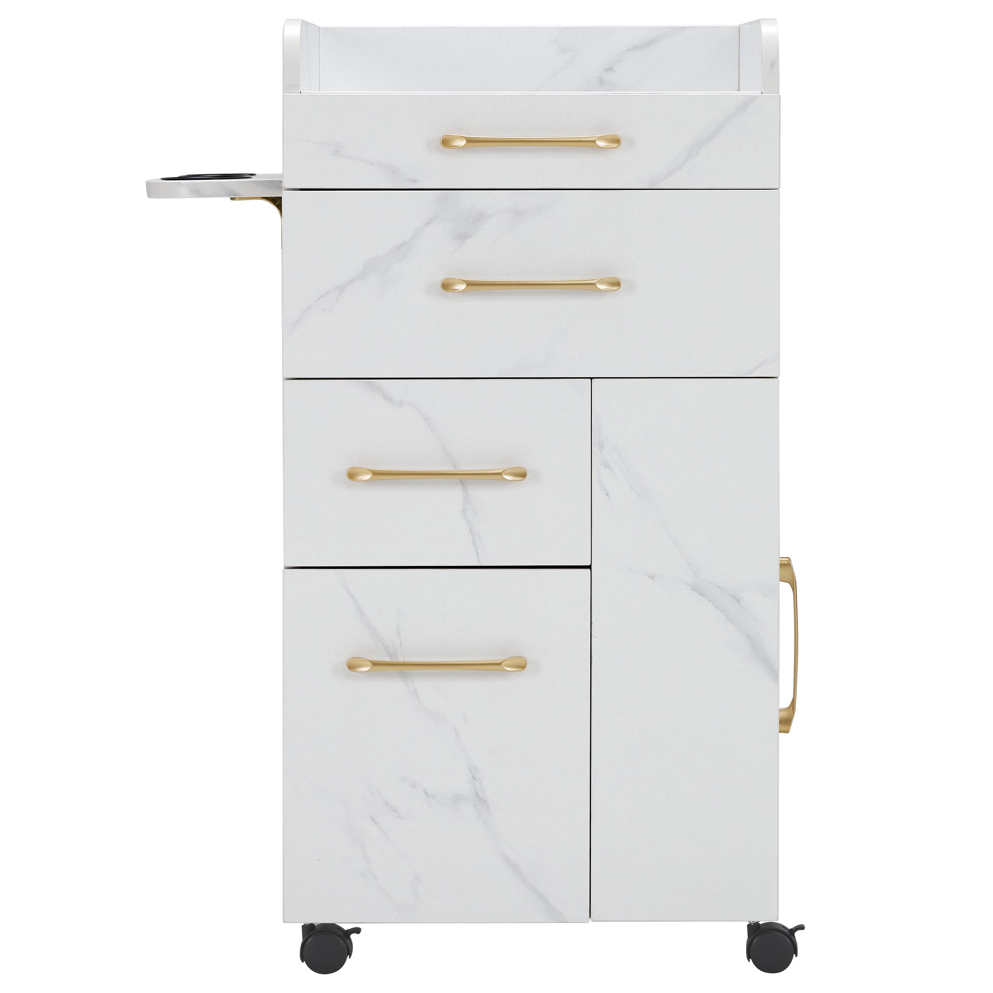 BarberPub Salon Trolley with Cabinets and tool holders, Barber Storage Utility Cart 2053