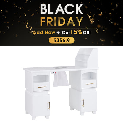 BarberPub Manicure Desk with Electric Dust Collector, Nail Art Table for Storage VC258