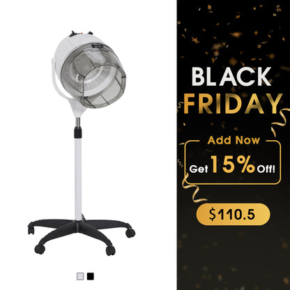 BarberPub 1300W Adjustable Hooded Floor Hair Bonnet Dryer Stand Up Rolling Base VHD08