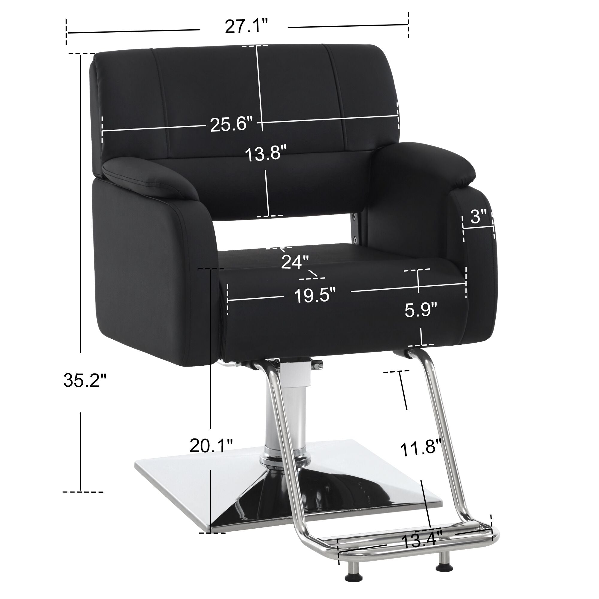 BarberPub Modern Salon Chair, Hydraulic Styling Barber Chair for Hair Stylist 8459