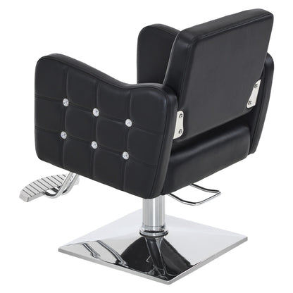 BarberPub Classic Salon Chair, Hydraulic and 360° Swivel, Black Styling Chair, 8167