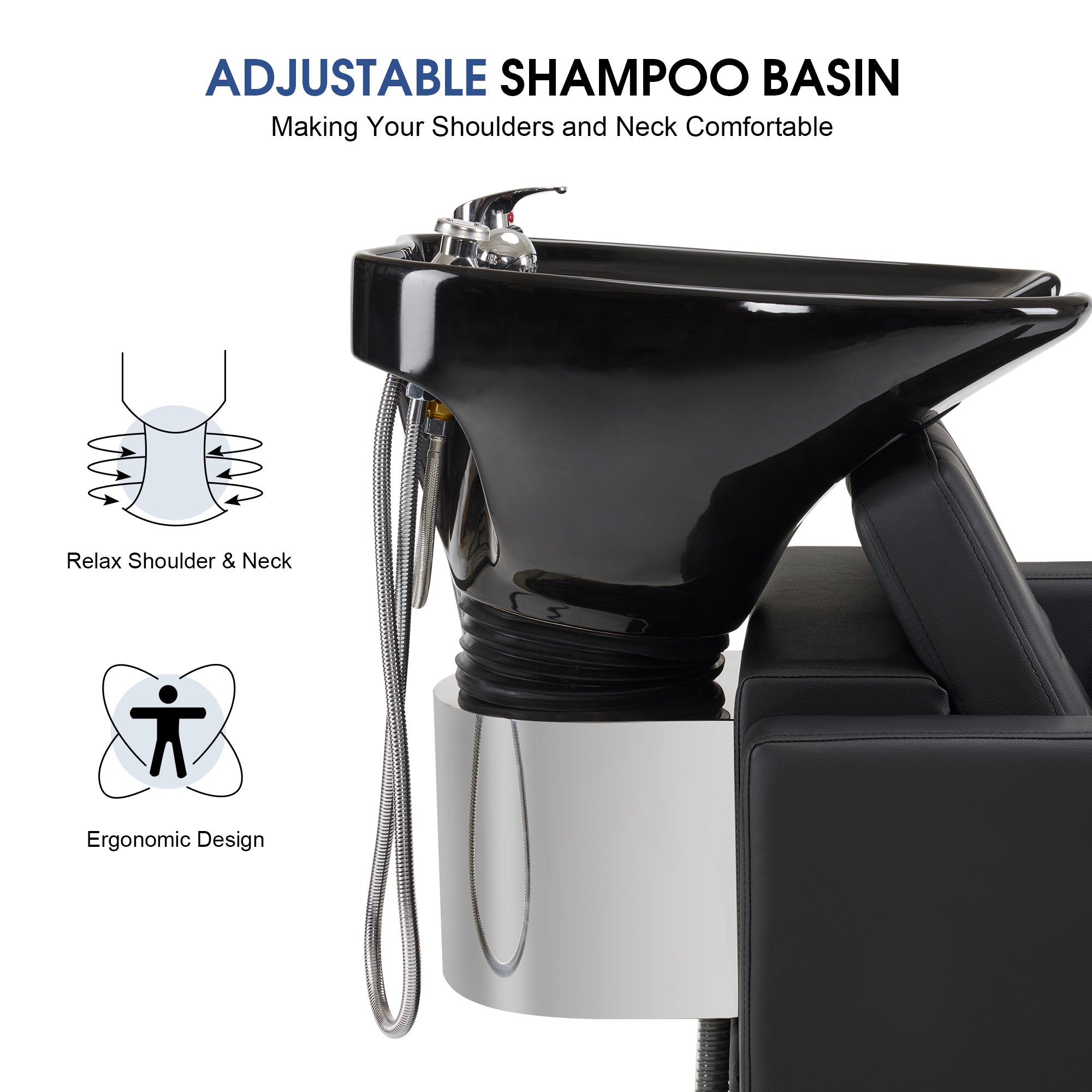 BarberPub Shampoo Chair with Backwash Ceramic shampoo Bowl Unit Station 9309