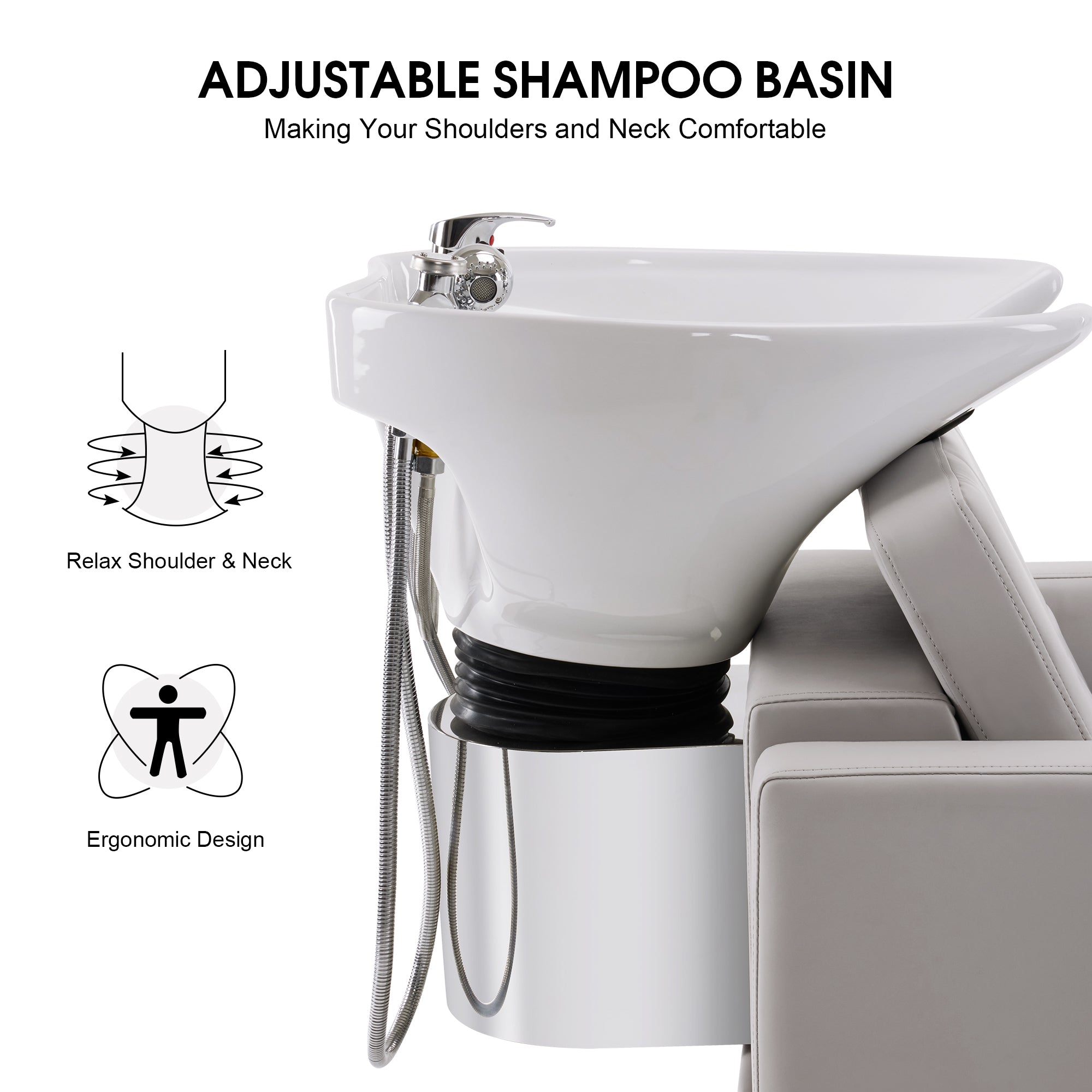 BarberPub Salon Chair 9468 & Backwash Shampoo Chair 9309 Set – Brown Hydraulic Barber Styling Chair with Ceramic Hair Wash Bowl