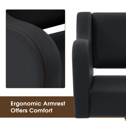 BarberPub Salon Chair 3802 & Backwash Shampoo Chair 9370 Set – Brown Hydraulic Barber Styling Chair with Ceramic Hair Wash Bowl