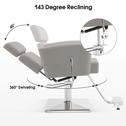 BarberPub Barber Salon Chair for Hair Stylist, Hydraulic Reclining Styling Chair 9410