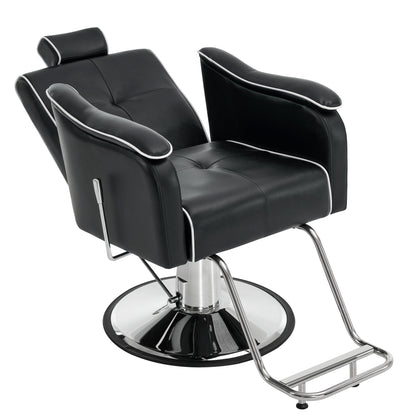 BarberPub Reclining Barber Chair for Hair Stylist, Hydraulic Hair Styling Salon Chair 9182