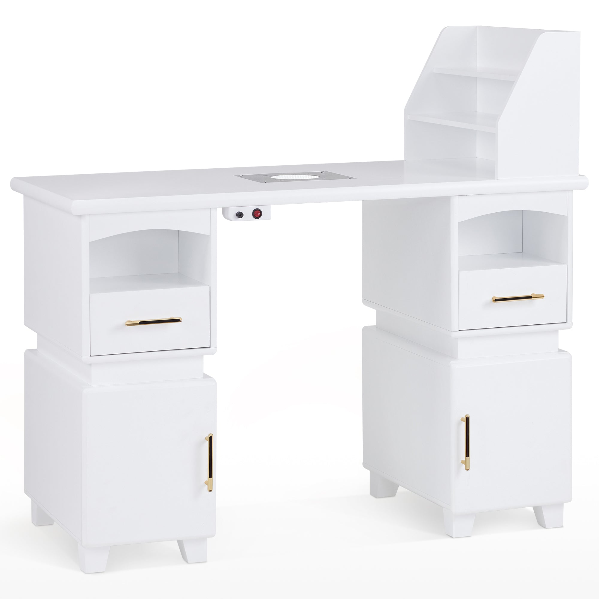 BarberPub Manicure Table with Electric Dust Collector, Nail Makeup Desk for Storage VC258