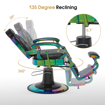 BarberPub Heavy Duty Barber Chair,Vintage Reclining Salon Chair for Barbershop 2933