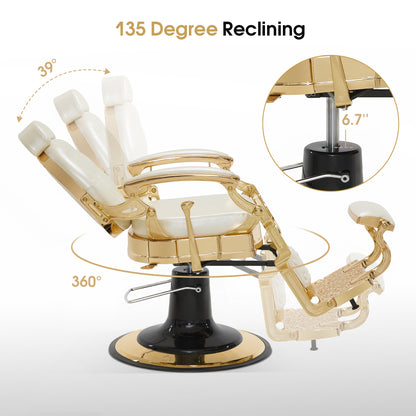 BarberPub Heavy Duty Barber Chair,Vintage Reclining Salon Chair for Barbershop 2933