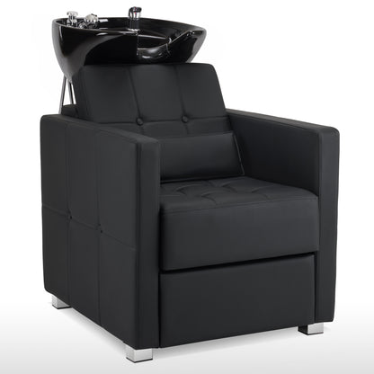 BarberPub Salon Chair 9468 & Backwash Shampoo Chair 9309 Set – Brown Hydraulic Barber Styling Chair with Ceramic Hair Wash Bowl