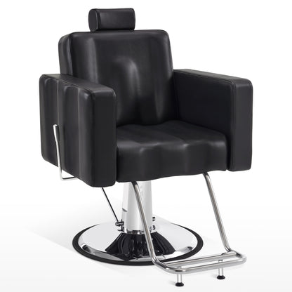 BarberPub Reclining Barber Chair, Hydraulic SPA Salon Chair for Hair Stylist 9523