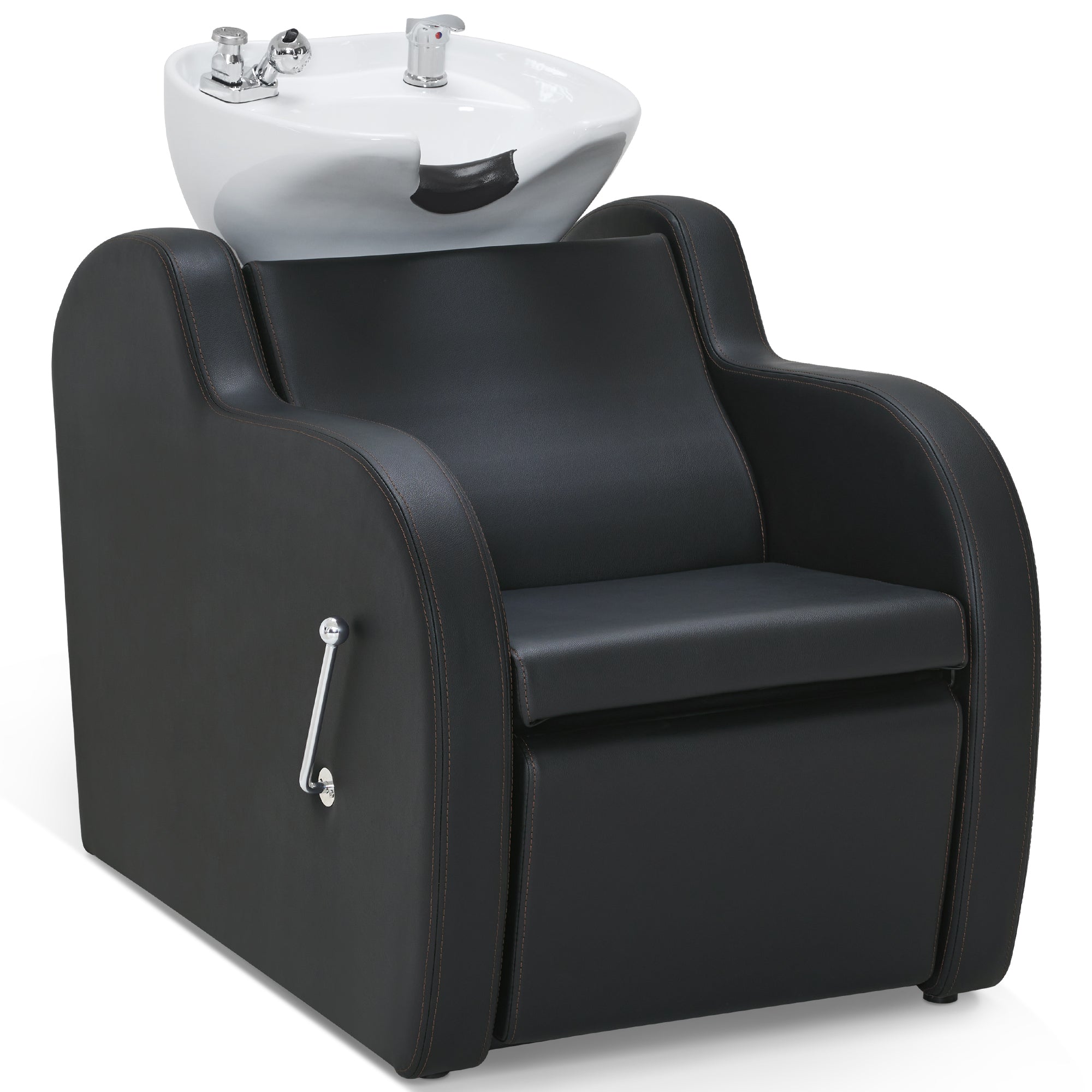 BarberPub Shampoo Bowl and Chair Set, Adjustable Ceramic Bowl and Chair for Salon 9312
