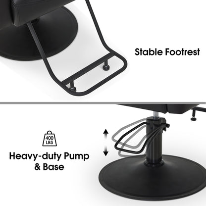 BarberPub Black Salon Chair, Hydraulic Styling Chair for Hair Stylist, Home Salon 9434