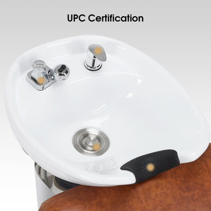 BarberPub Ceramic Bowl Backwash Shampoo Chair, Hair Washing Salon Station 9102