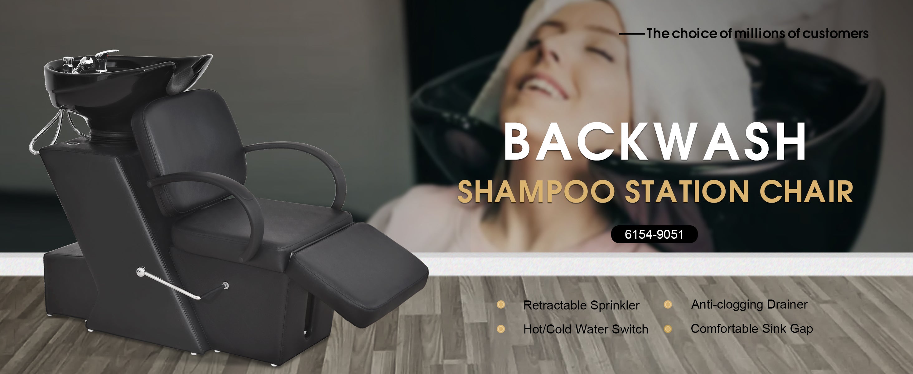 BarberPub Backwash Shampoo Station Chair, Adjustable Ceramic Bowl Barb