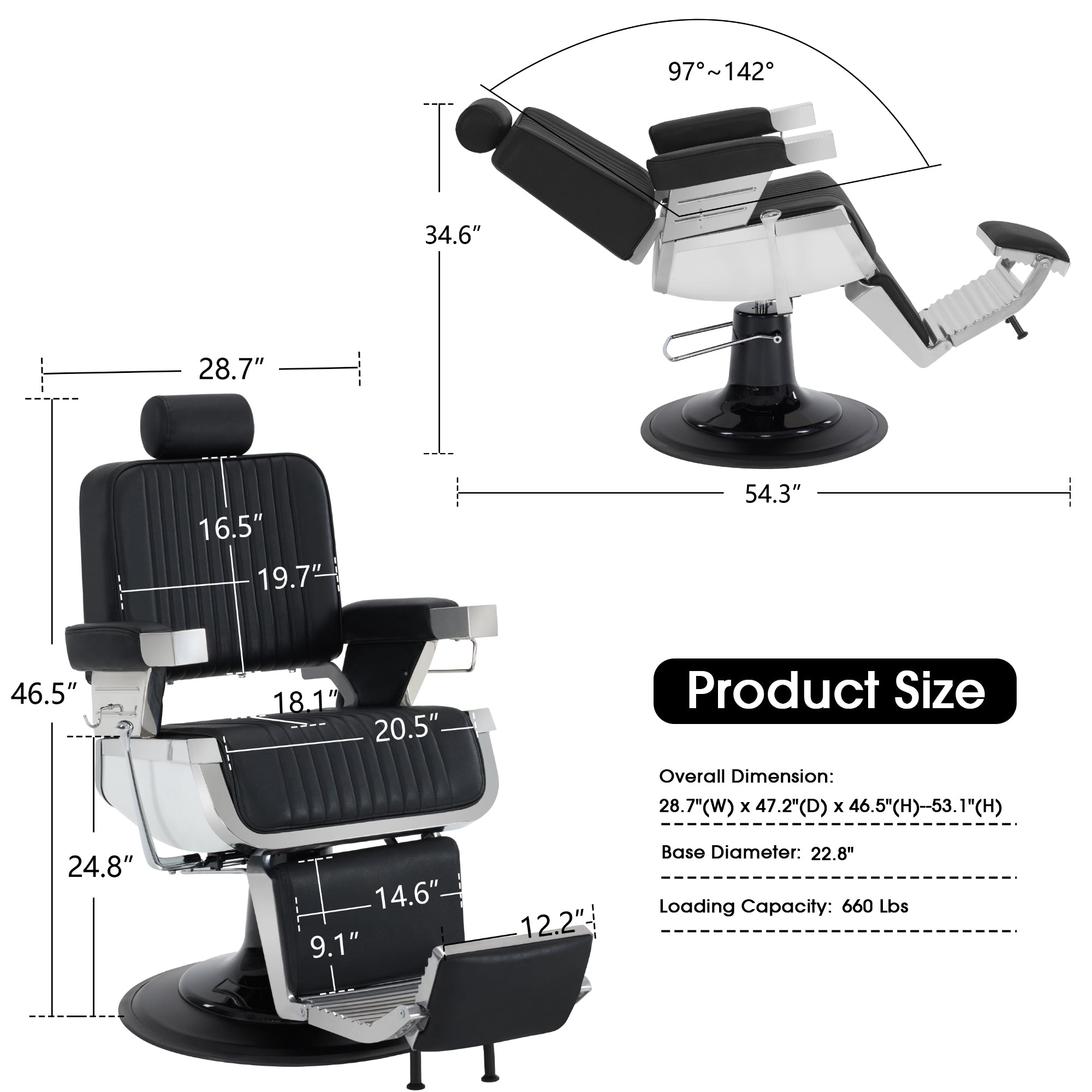 BarberPub All Purpose Barber Chair, Heavy Duty Hydraulic Reclining Salon Chair 2008