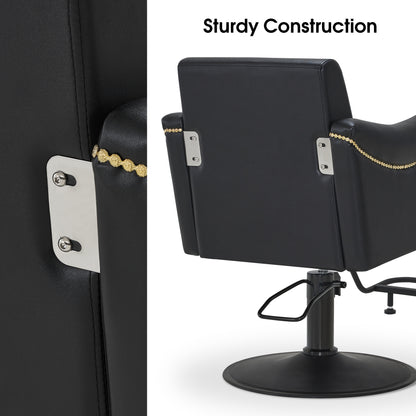 BarberPub Black Salon Chair, Hydraulic Styling Chair for Hair Stylist, Home Salon 9434