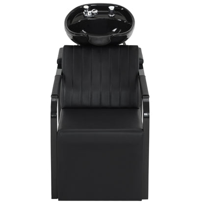 BarberPub Backwash Shampoo Bowl and Chair Set for Salon, Ceramic Hair Wash Bowl Unit Station for Hair Stylist 9024