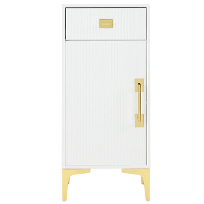 Stylish Fluted Free-Standing Barber Station for Storage, Salon Beauty Cabinet with Golden Handle 2027
