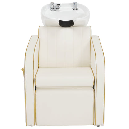 Backwash Shampoo Chair with Adjustable Porcelain Bowl Sink Unit for Spa Salon 9175