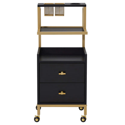 Beauty Salon Trolley with Tool Holders & Wheels, SPA Barber Rolling Cart with  Metal Frame 2044
