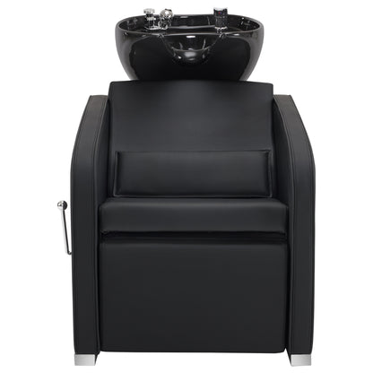 BarberPub Backwash Shampoo Station Chair, Salon Ceramic Hair Wash Bowl 9370