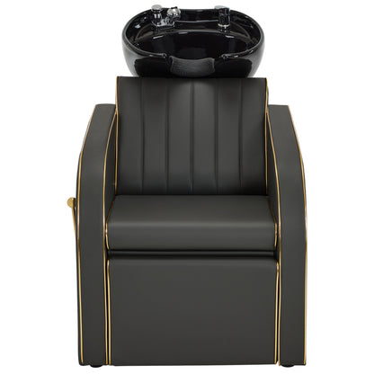 Backwash Shampoo Chair with Adjustable Porcelain Bowl Sink Unit for Spa Salon 9175