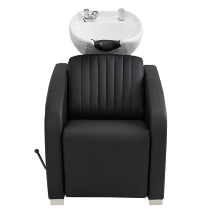 BarberPub Shampoo Bowl and Chair Set, Mold-resistant PVC Leather, 9718