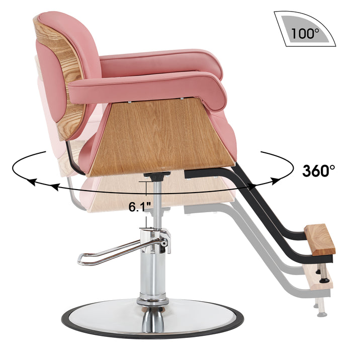 BarberPub Classic Modern Hydraulic Wooden Swivel Salon Chair for Hair Stylist Barber Home Beauty Spa Hair Styling Chair 9262