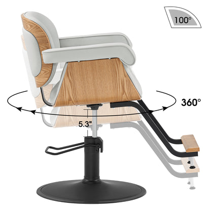 BarberPub Wooden Swivel Salon Chair for Hair Stylist, Hair Styling Chair 62