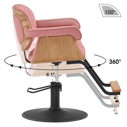 BarberPub Wooden Swivel Salon Chair for Hair Stylist, Hair Styling Chair 62