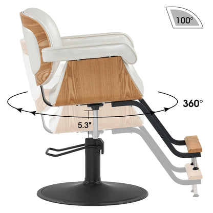 BarberPub Wooden Swivel Salon Chair for Hair Stylist, Hair Styling Chair 62