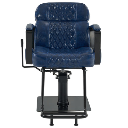 BarberPub Reclining Barber Chair, Blue Hydraulic Hair Stylist Salon Chair 3068