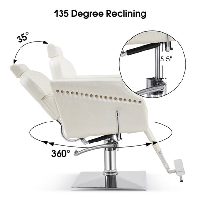 BarberPub Barber Chair with Headrest, Reclining Salon Chairs for Hair Stylist 3125