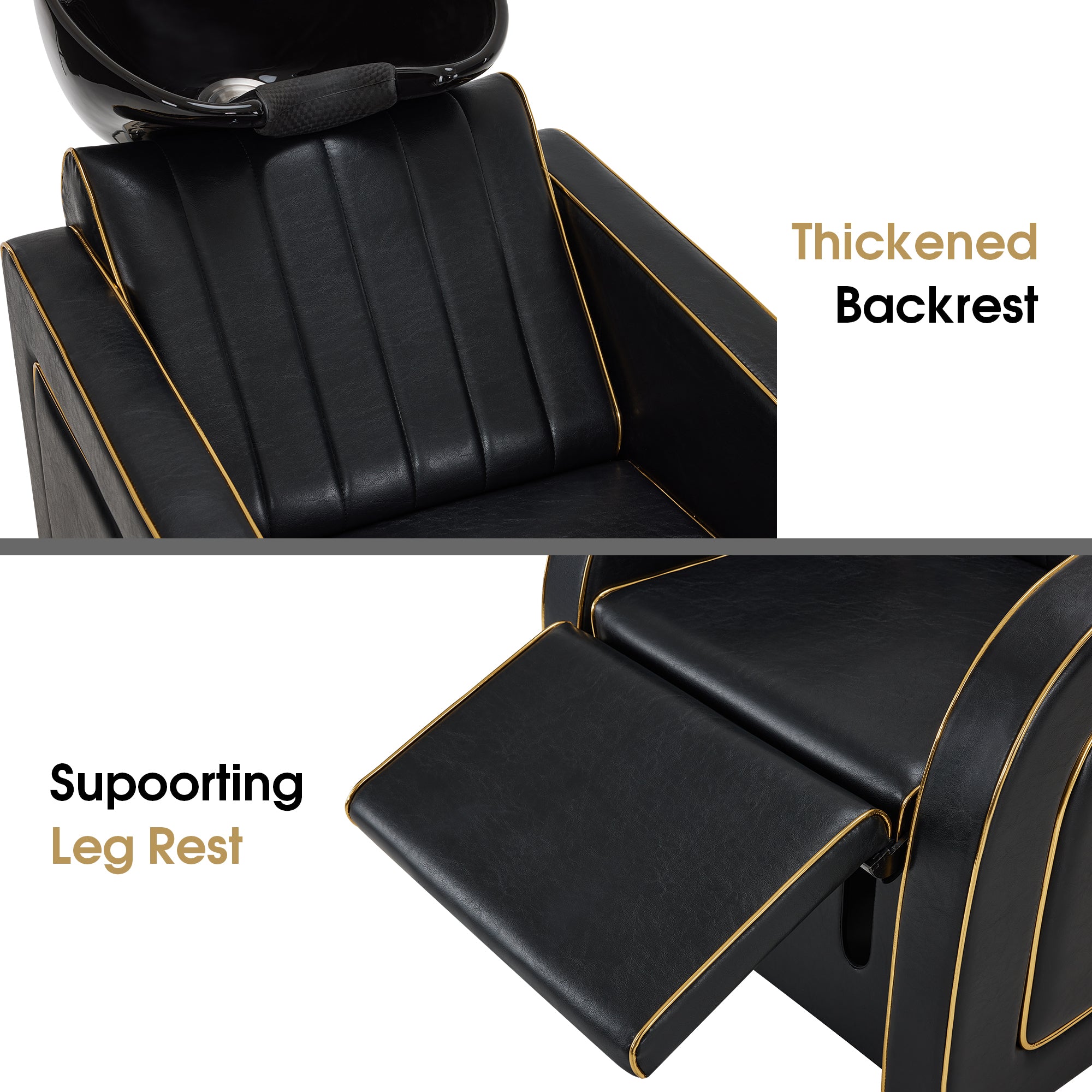 Backwash Shampoo Chair with Adjustable Porcelain Bowl Sink Unit for Spa Salon 9175