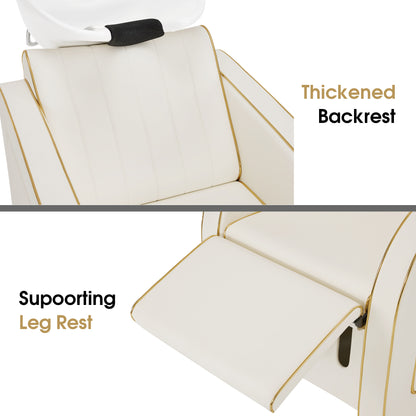 Backwash Shampoo Chair with Adjustable Porcelain Bowl Sink Unit for Spa Salon 9175