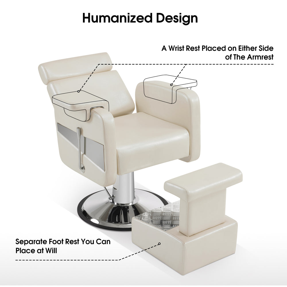 BarberPub All Purpose Barber Chair With Removable Footrest, Reclining ...