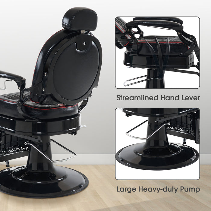 BarberPub Heavy Duty Metal Vintage Barber Chair All Purpose Professional Hydraulic Reclining Salon Beauty Spa Chair Styling Equipment 8730