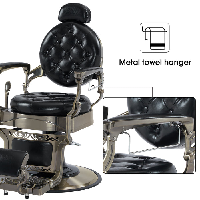BarberPub Heavy Duty Metal Vintage Barber Chair All Purpose Hydraulic Recline Salon Beauty Spa Chair Styling Equipment 8914