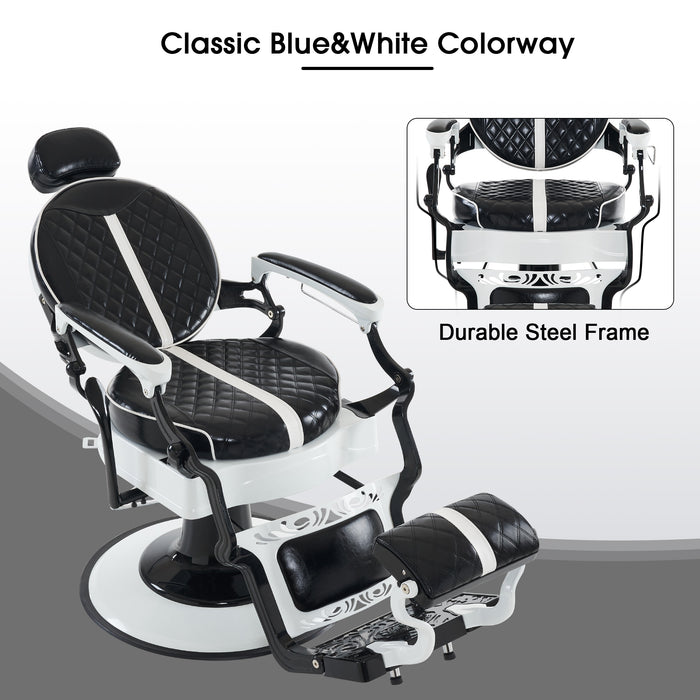 BarberPub Heavy Duty Metal Luxury Vintage Barber Chair All Purpose Professional Hydraulic Reclining Salon Beauty Spa Chair Styling Equipment 8739